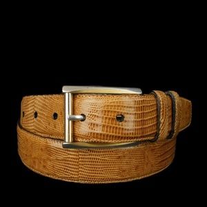 Teju Lizard Skin Belt Brass Buckle 36 Mezlan